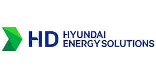 logo de Hyundai Energy Solutions avec typographie claire et symbole associé au secteur de l’énergie solaire